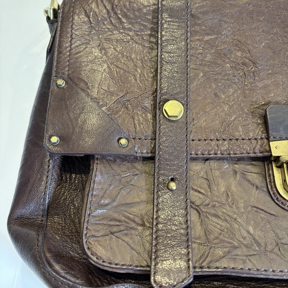 ORYANI Large Flap Satchel Brown Briefcase Messenger Crossbody Bag Leather - Picture 3 of 16